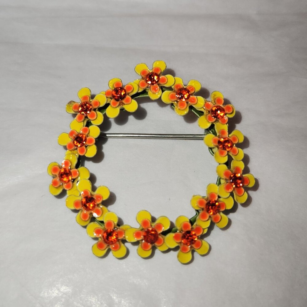 Vintage Yellow and orange enamel pin.
